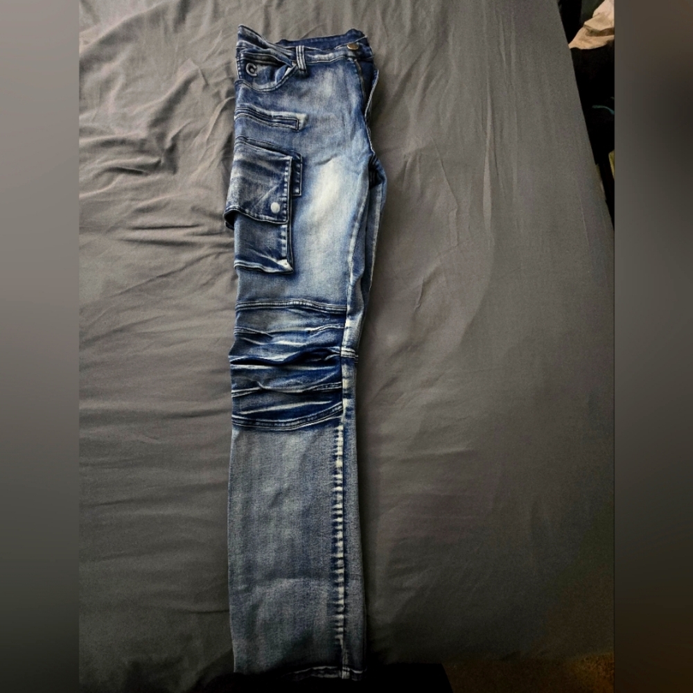 CDMG & CO Men's Blue Jeans with Cargo Pockets ( Good CONDITION)